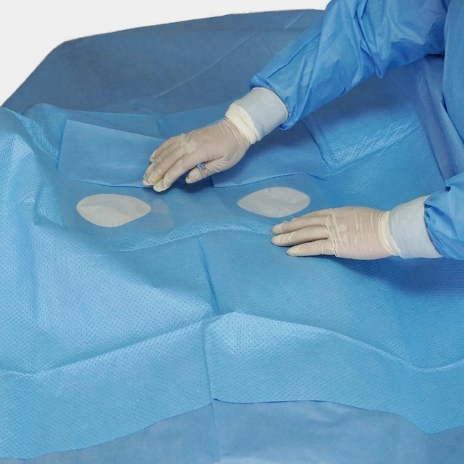 Sterile Surgical Angiography Drape Sheet with 4 Holes Surgery Angiography Drape